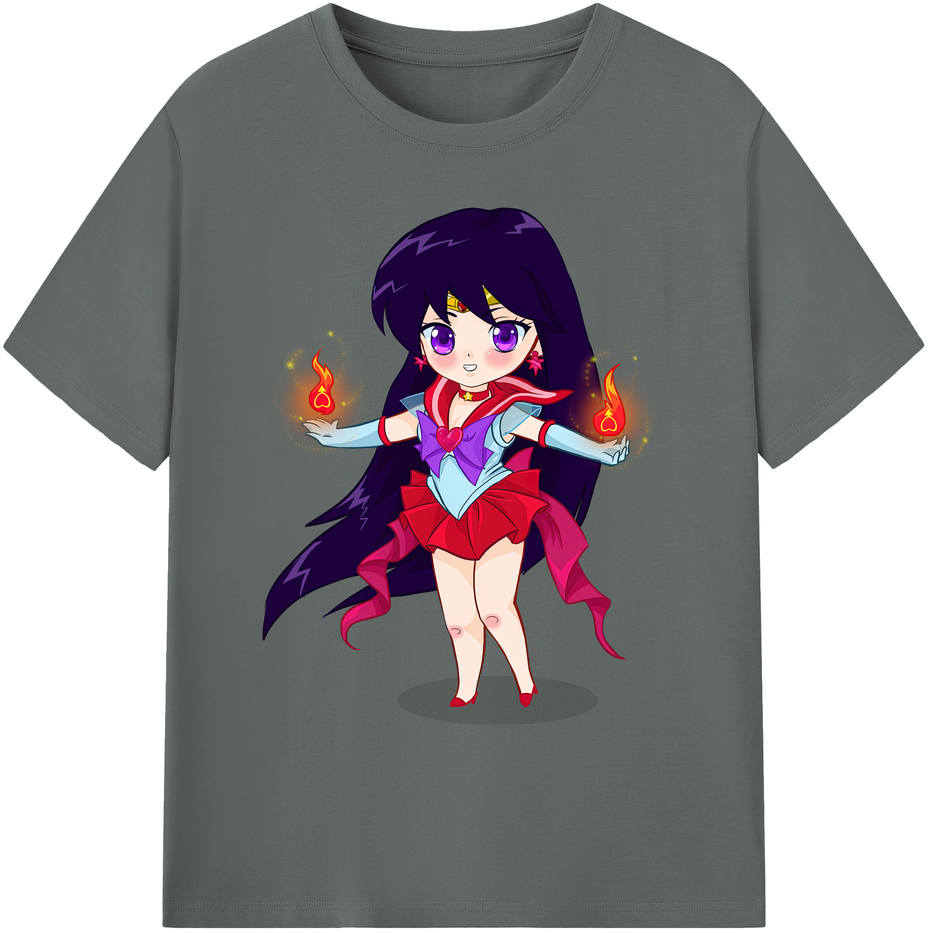 （画像用） 美少女戦士セーラームーン 火野レイ ひの レイ Sailor Moon Hino Rei （セーラーマーズ,Sailor Mars） 綿100％ メンズ半袖Tシャツ｜肌触りやわらか＆通気性